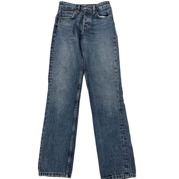 Zara Womens High-Waisted Straight Leg Jeans Size 0 Blue Denim - Picture 1 of 8